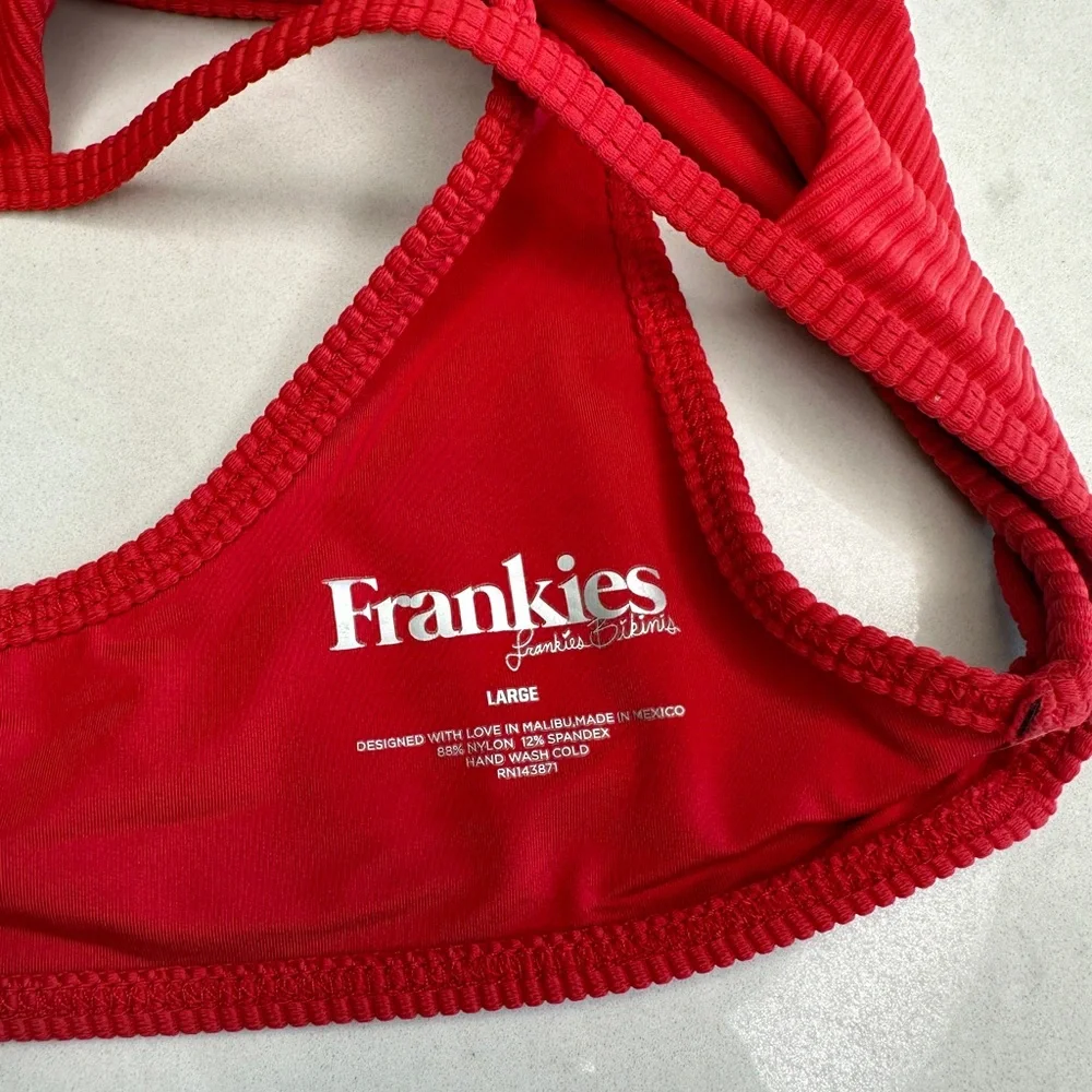 Frankies Bikinis Red Cole Cutout Ribbed Bikini Set Luxury Swim M/L